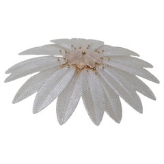 Giant Palm Leaf Flower Flush Mount Ceiling Lamp, Murano, Italy Murano 1990s