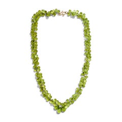 Giant Peridot drop 18K Gold Diamond Necklace