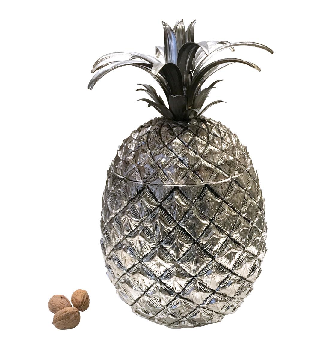 Exceptional King Size Pineapple Ice bucket, designed by Mauro Manetti.
The pineapple ice bucket is his world-famous iconic piece: the small model is very known and has been copied many times but this giant one is very rare. The shape is very nice