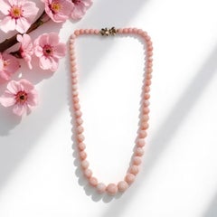 Giant Pink Angel Skin Coral Necklace in 14K Yellow Gold