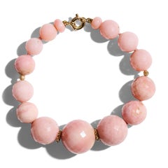 Giant Pink Opal 14K Gold Bracelet