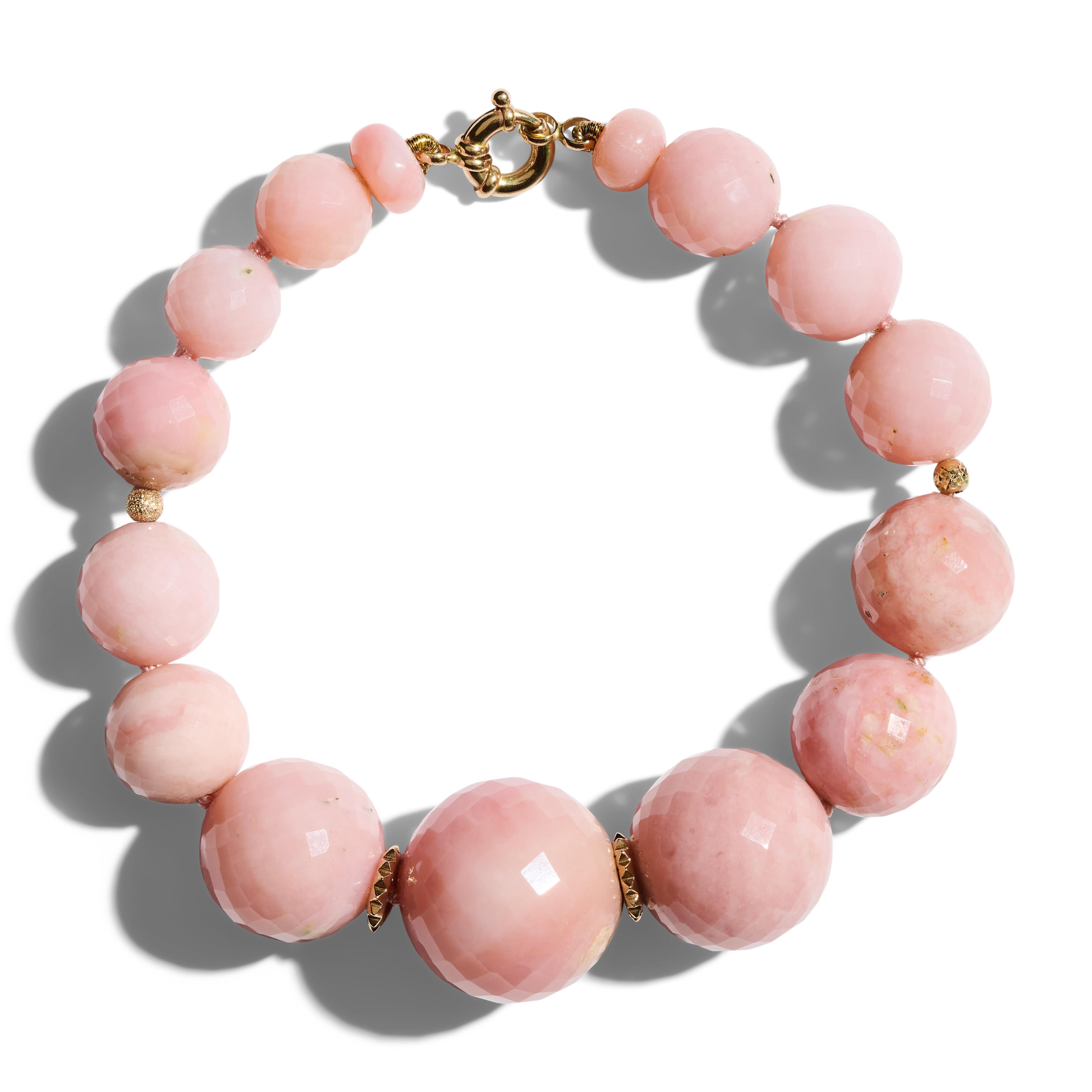 Bracciale in oro 14K con opale rosa gigante in vendita