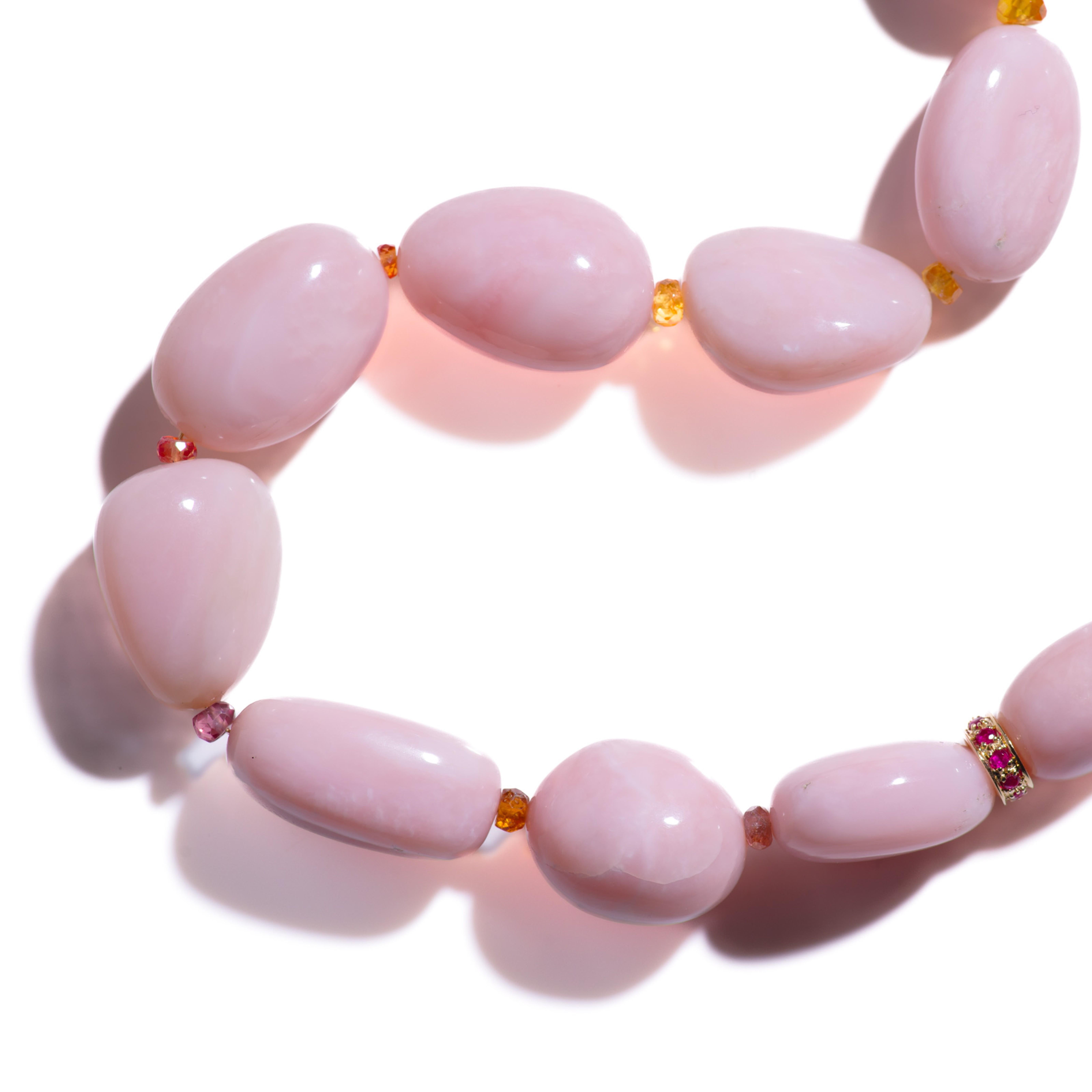 Riesige Statement-Halskette mit rosa Opal, Rubin und Saphir aus 18 Karat Gold (Moderne) im Angebot