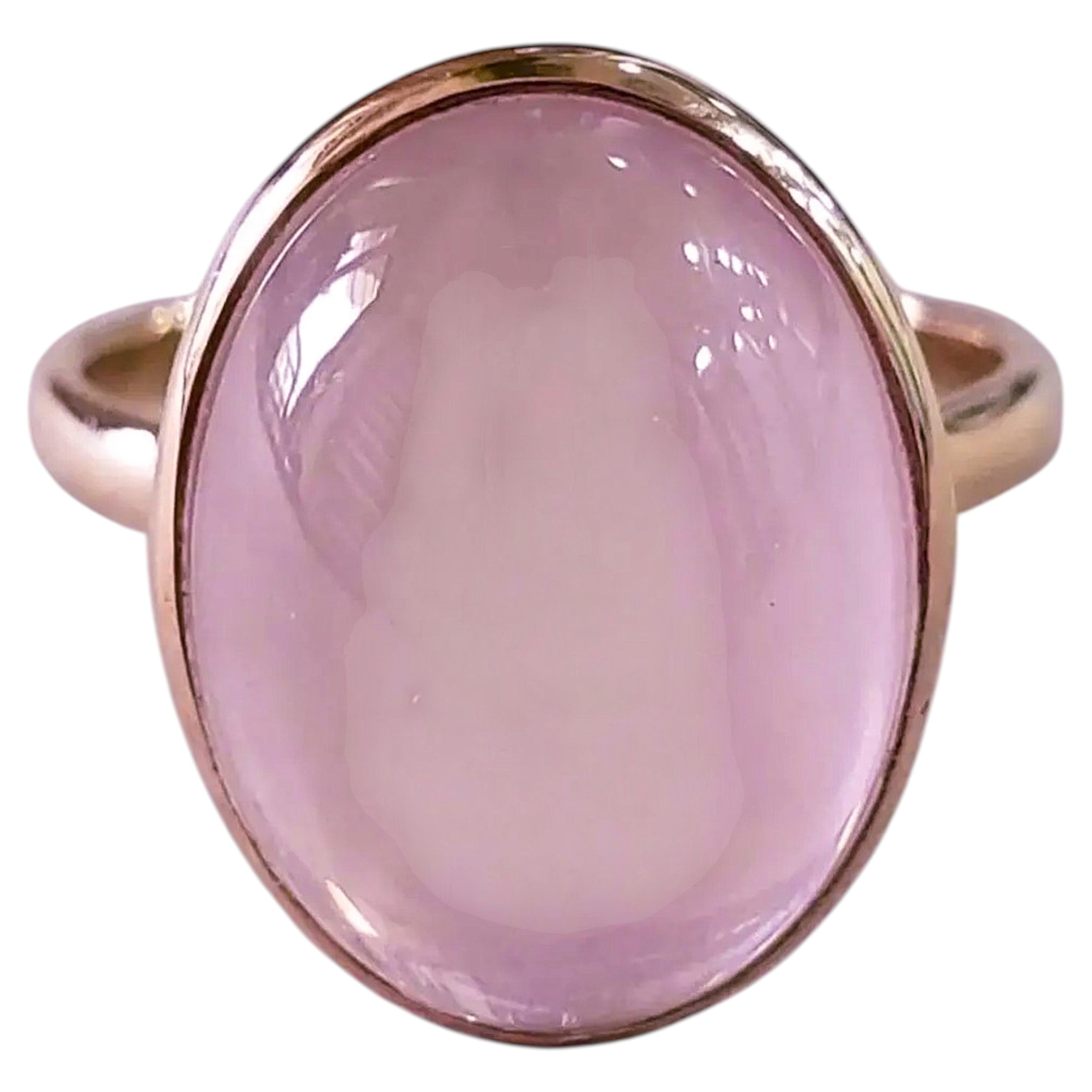 Giant Pink Rose Quartz Yellow Gold Cocktail Ring