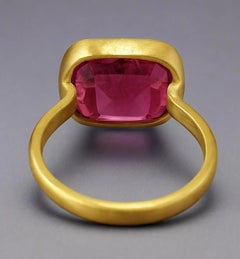 Giant Pink Tourmaline 14K Yellow Gold Stackable Cocktail Ring