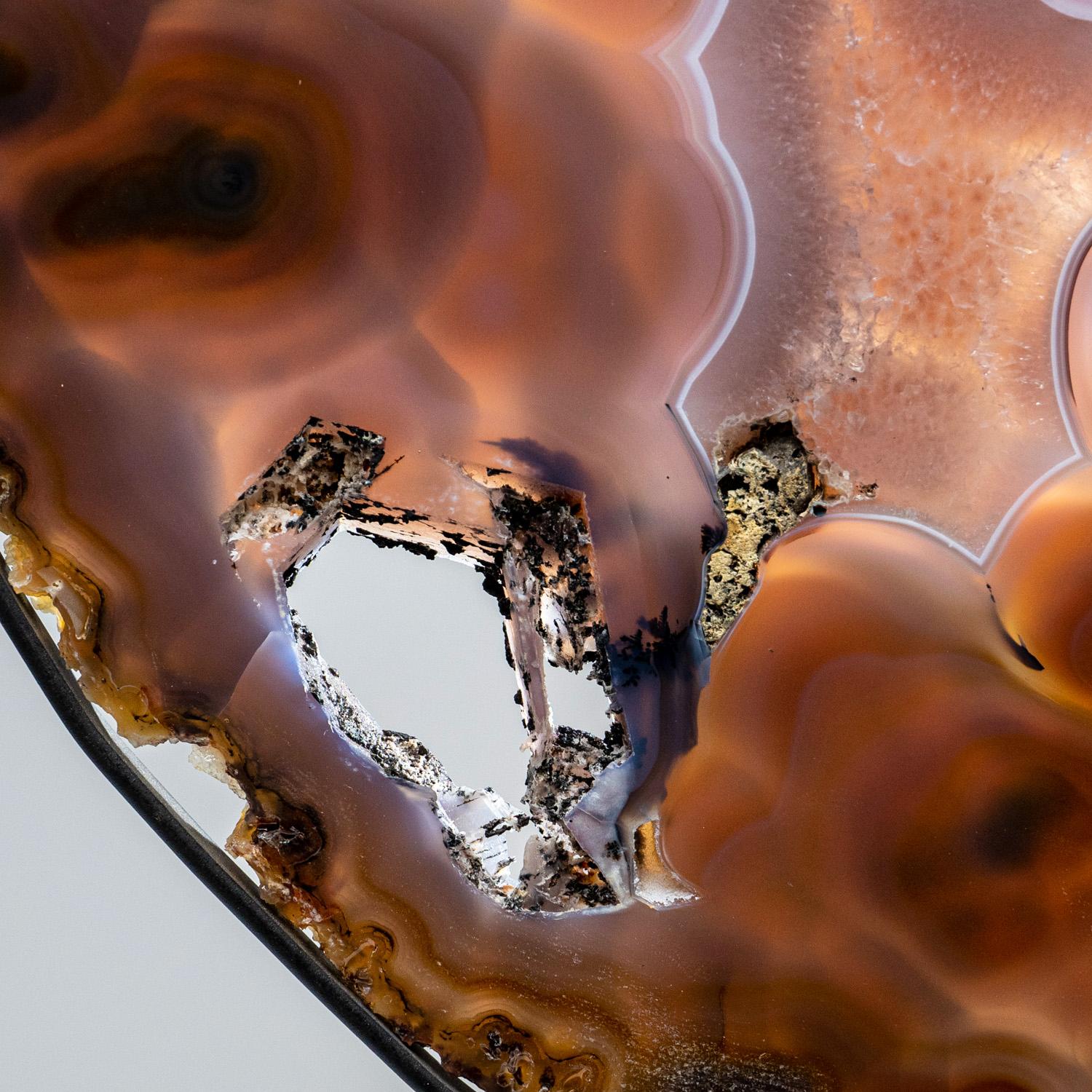 18th Century and Earlier Genuine Giant Polished Agate Slice on Custom Metal Stand