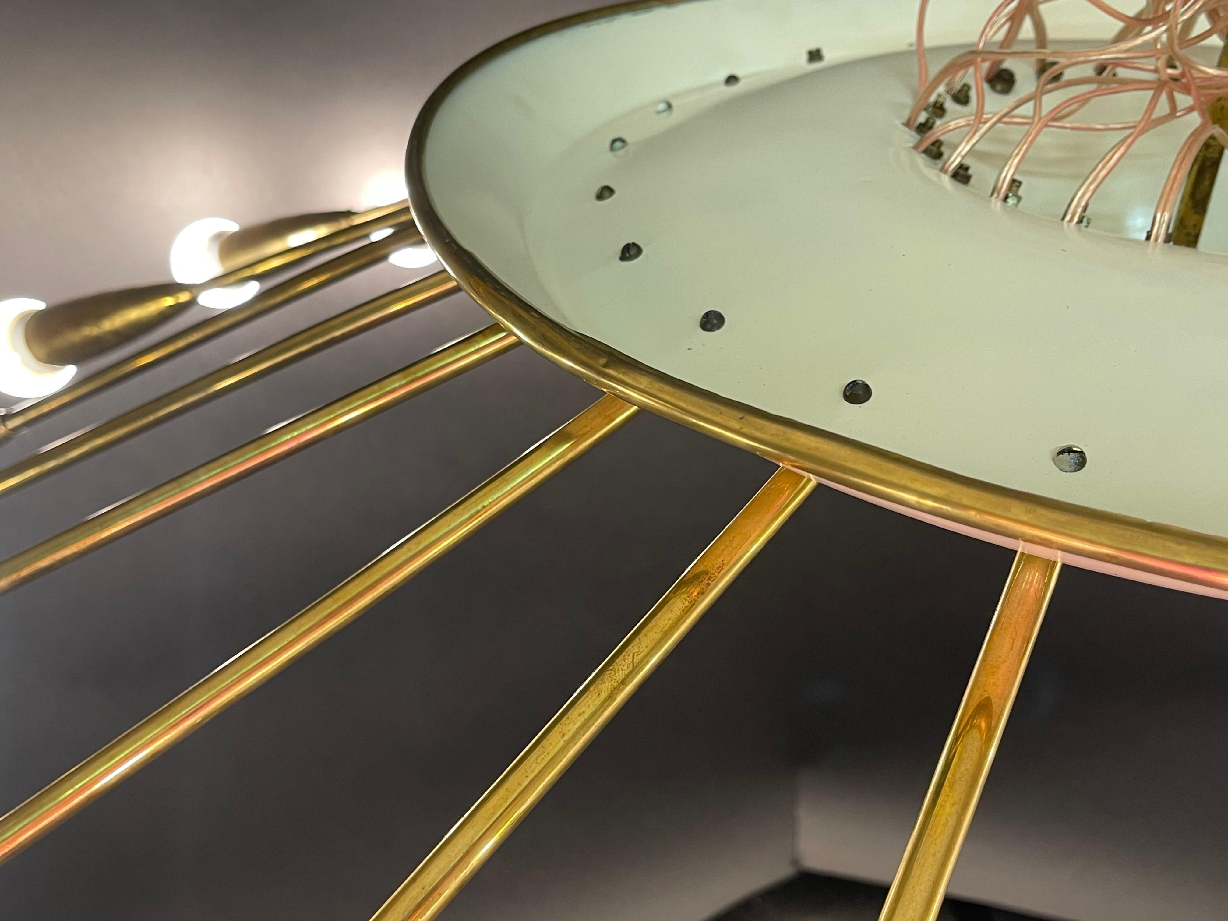 Giant Polished Brass 24 - Light  Sputnik Flush Mount, Germany, 1950s For Sale 7