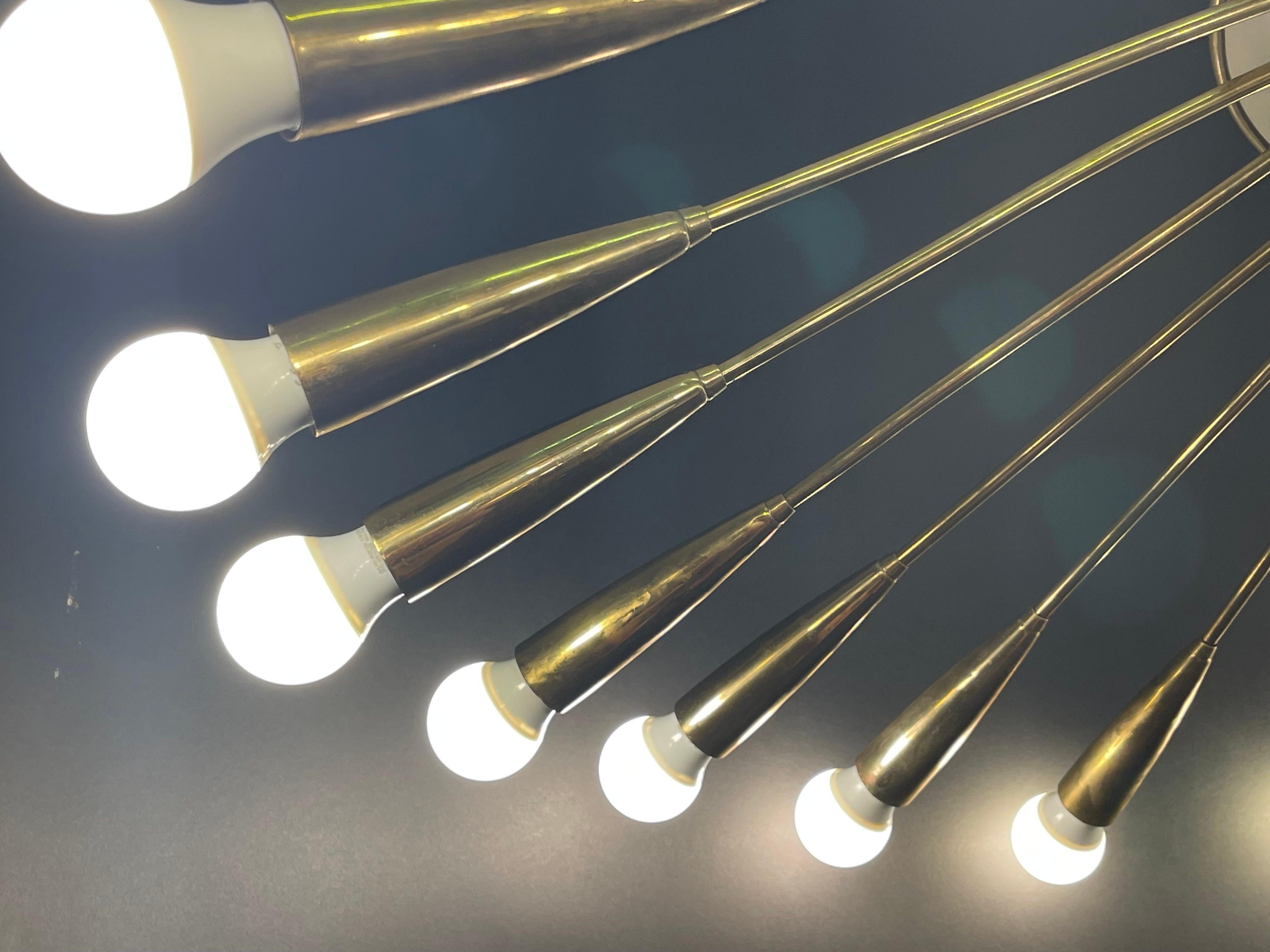 Giant Polished Brass 24 - Light  Sputnik Flush Mount, Germany, 1950s For Sale 4