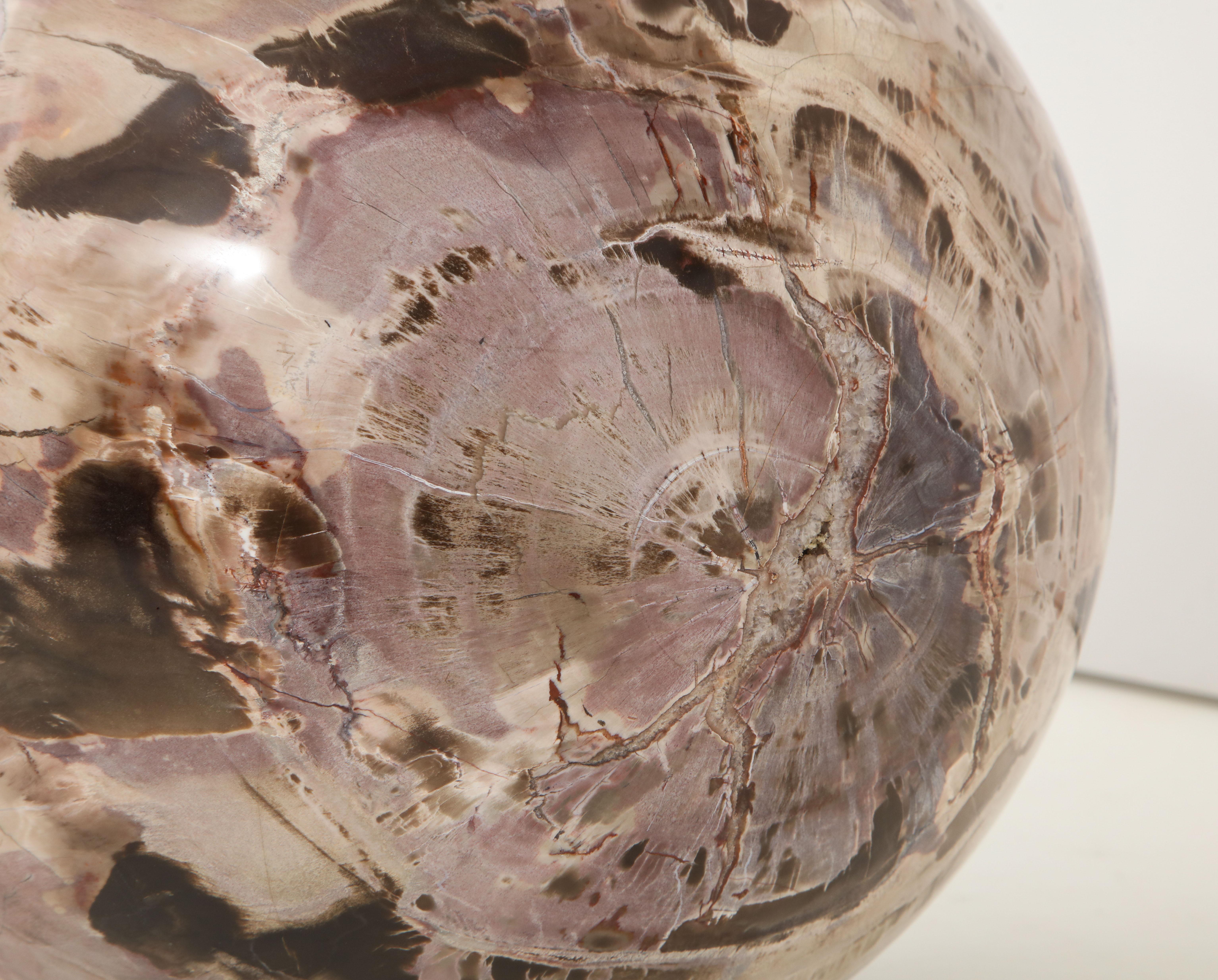 20th Century Giant Polished Petrified Wood Sphere For Sale