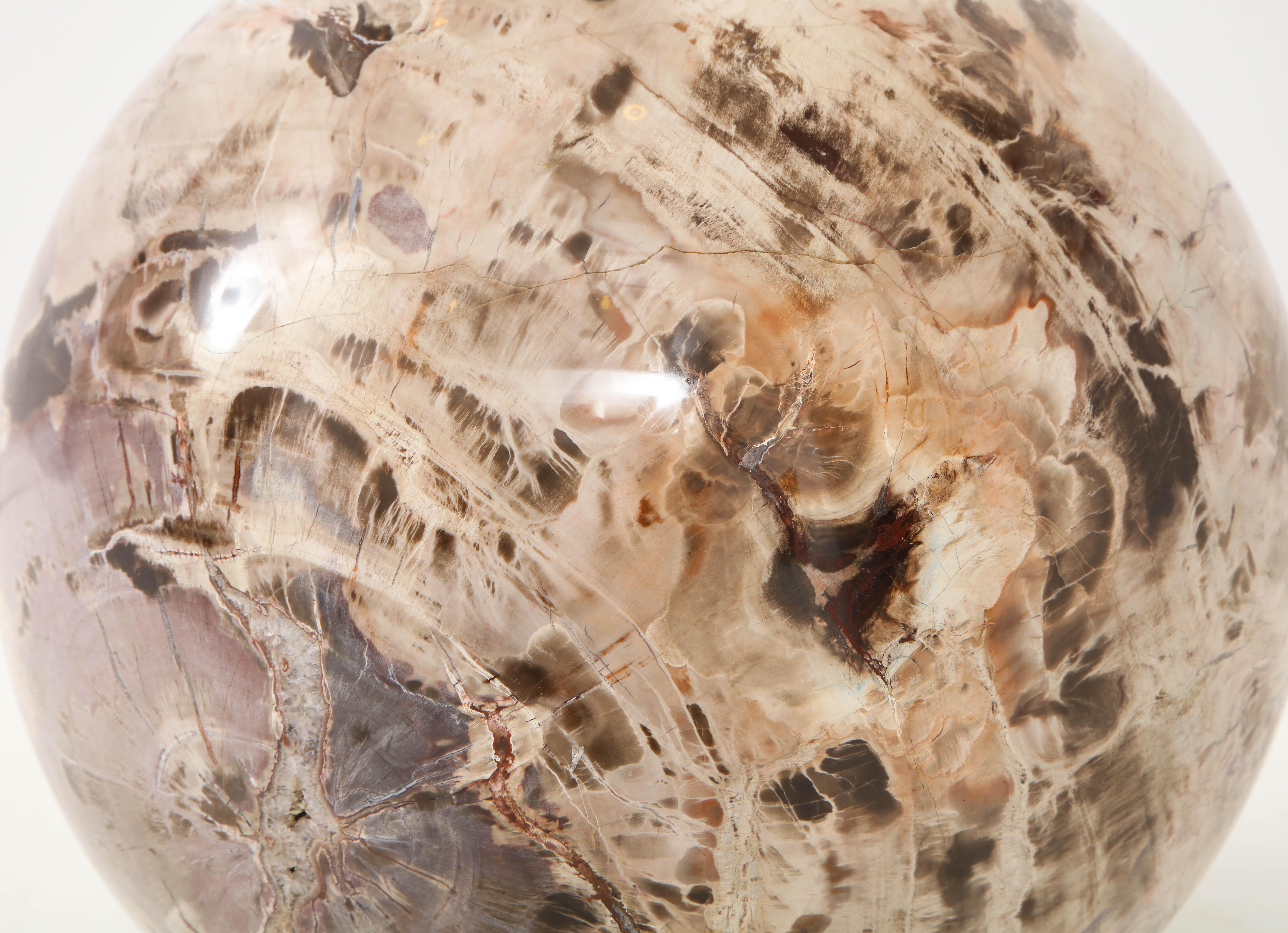 Giant Polished Petrified Wood Sphere For Sale 2