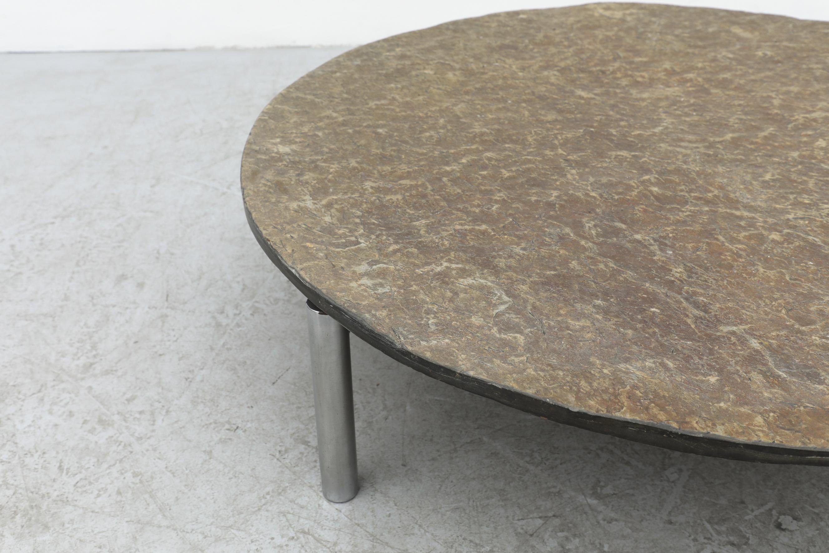 Giant Poul Kjerholm Inspired Stone and Chrome Coffee Table 1