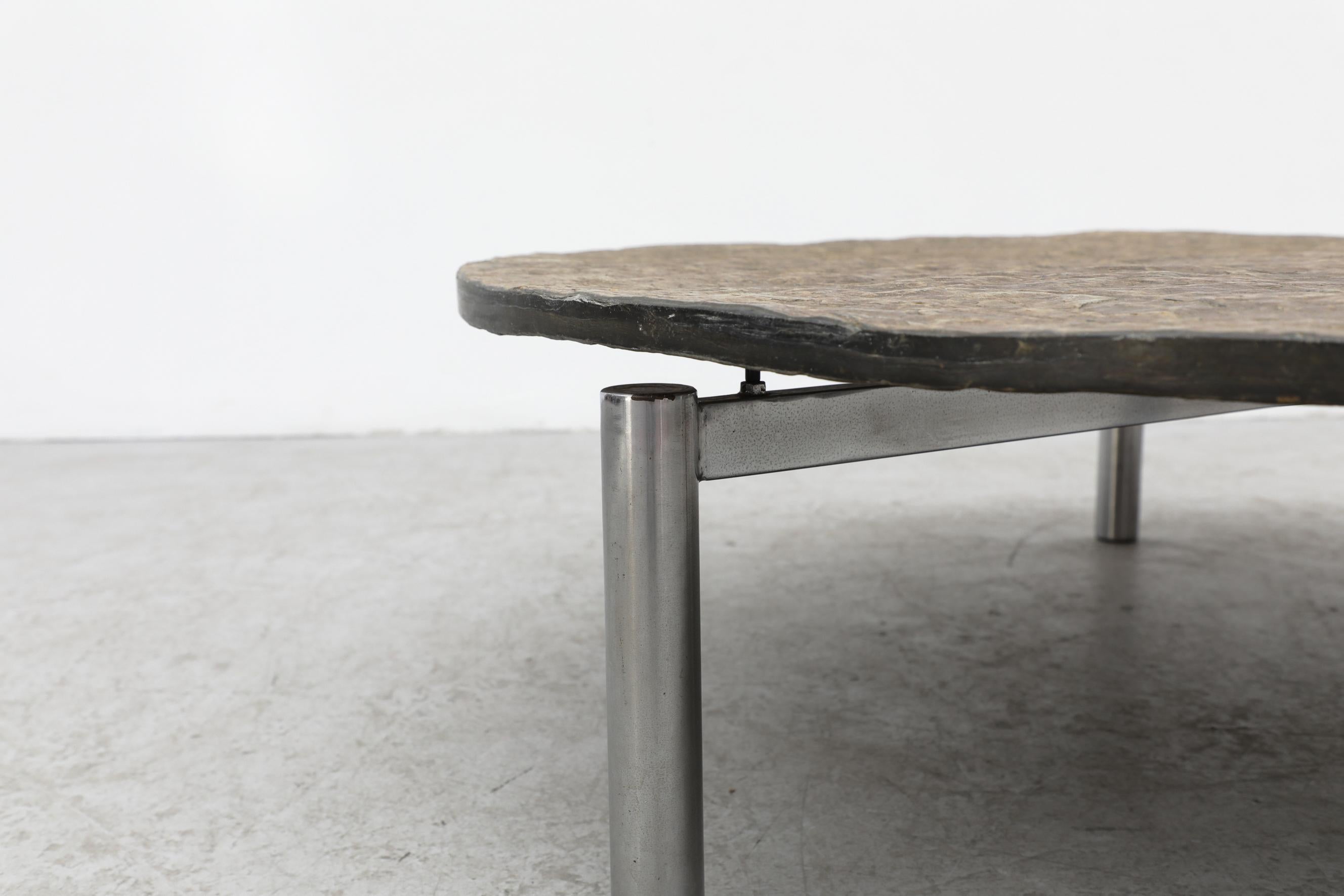Giant Poul Kjerholm Inspired Stone and Chrome Coffee Table 2