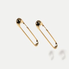 Giant Punk Pin Earrings Pair in 18k Yellow Gold by Hannah Martin London