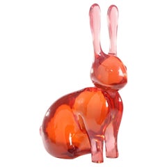 Giant Rabbit Sculpture in Red Lucite
