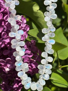 Giant Rainbow Moonstone drop 18K Diamond Necklace