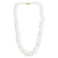 Giant Rainbow Moonstone drop 18K Diamond Necklace