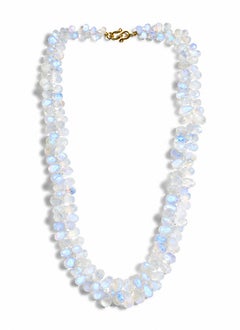 Giant Rainbow Moonstone drop 18K Diamond Necklace