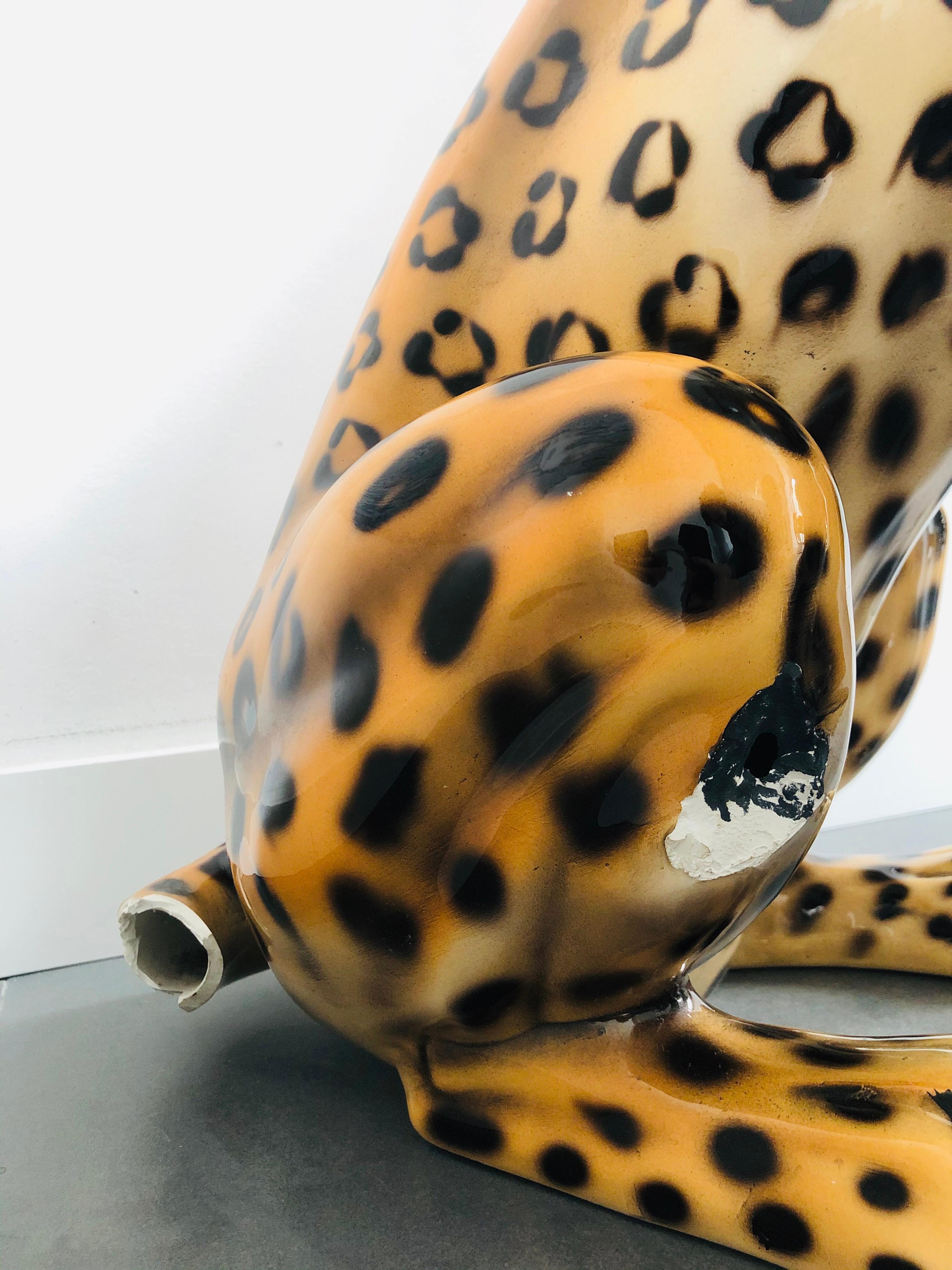 Giant Rare Ceramic Leopard Decorative Sculpture, Italy, 1960s 3