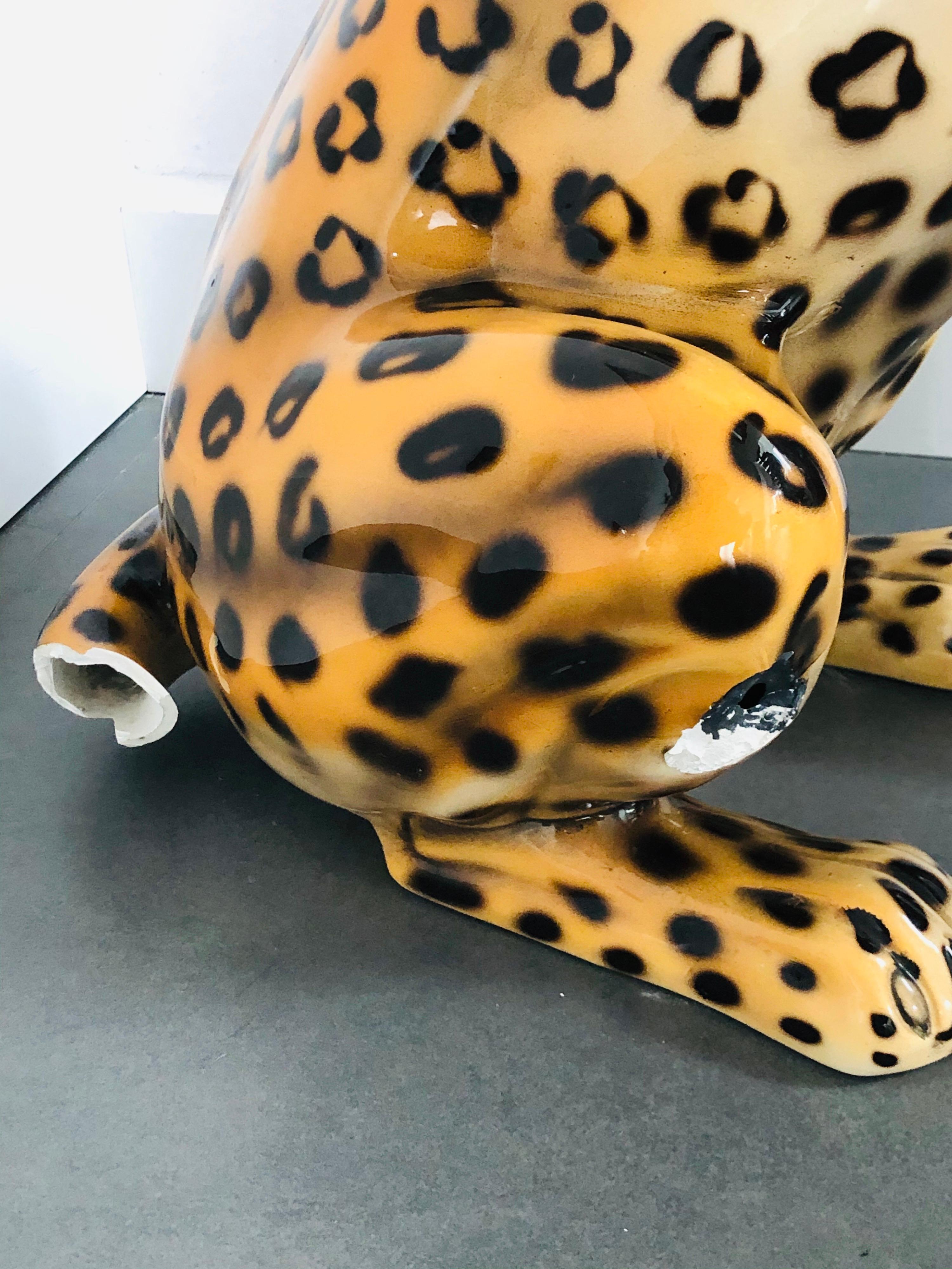 20th Century Giant Rare Ceramic Leopard Decorative Sculpture, Italy, 1960s