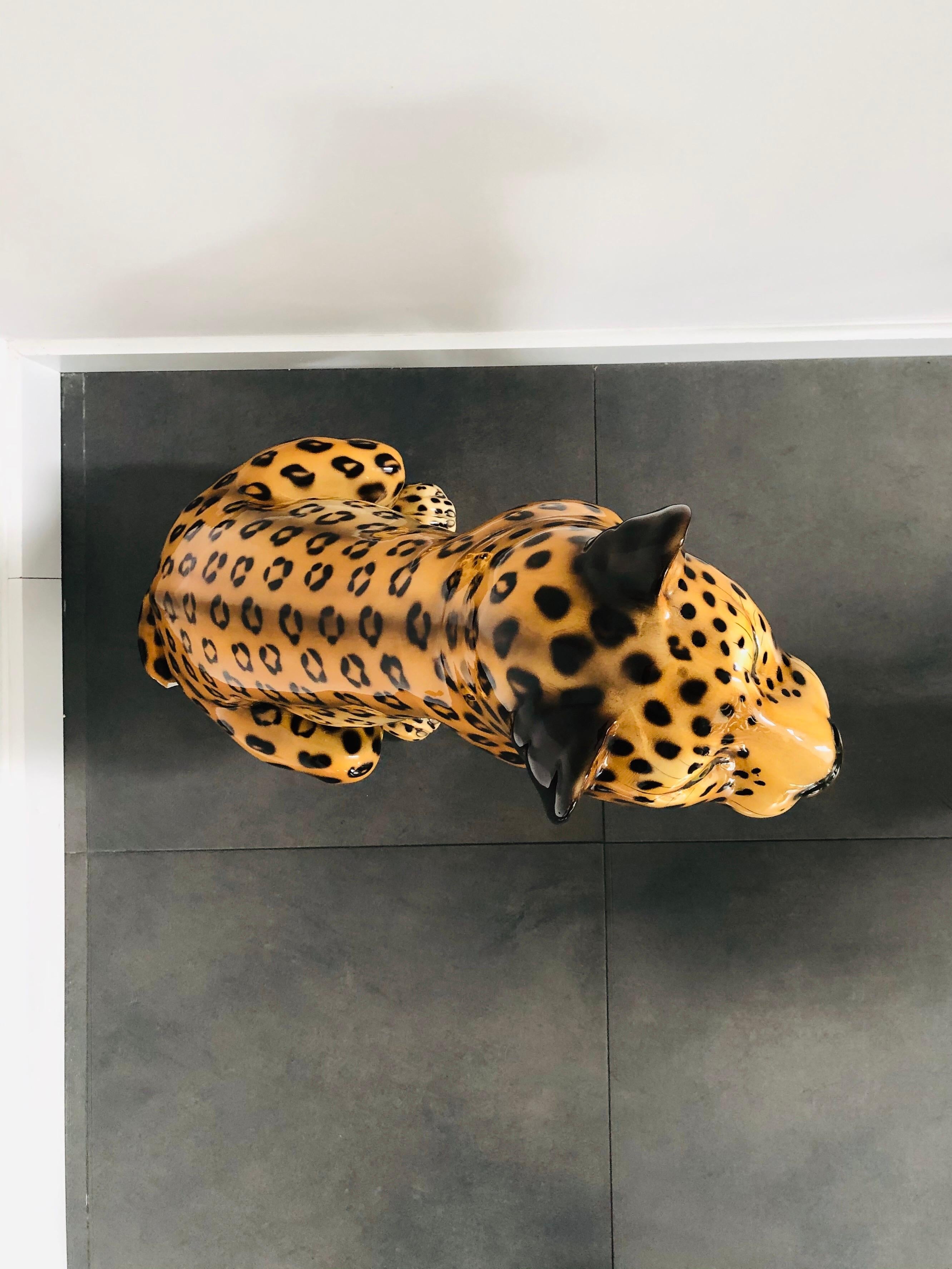 Giant Rare Ceramic Leopard Decorative Sculpture, Italy, 1960s 1