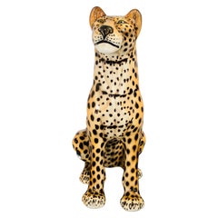 Riesige:: seltene dekorative Leoparden-Skulptur aus Keramik:: Italien:: 1960er Jahre