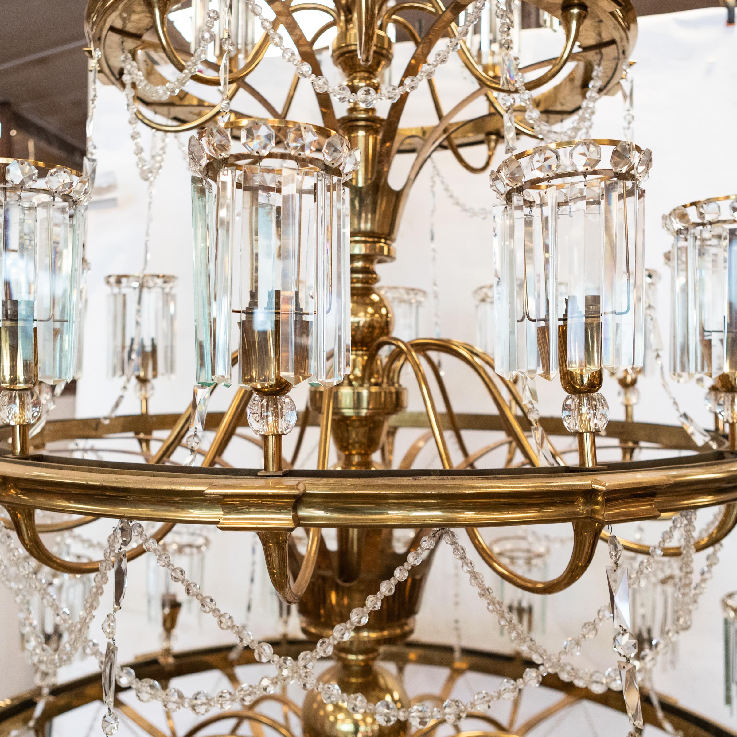 Giant Reclaimed Brass & Crystal Chandelier  >4m Tall For Sale 7