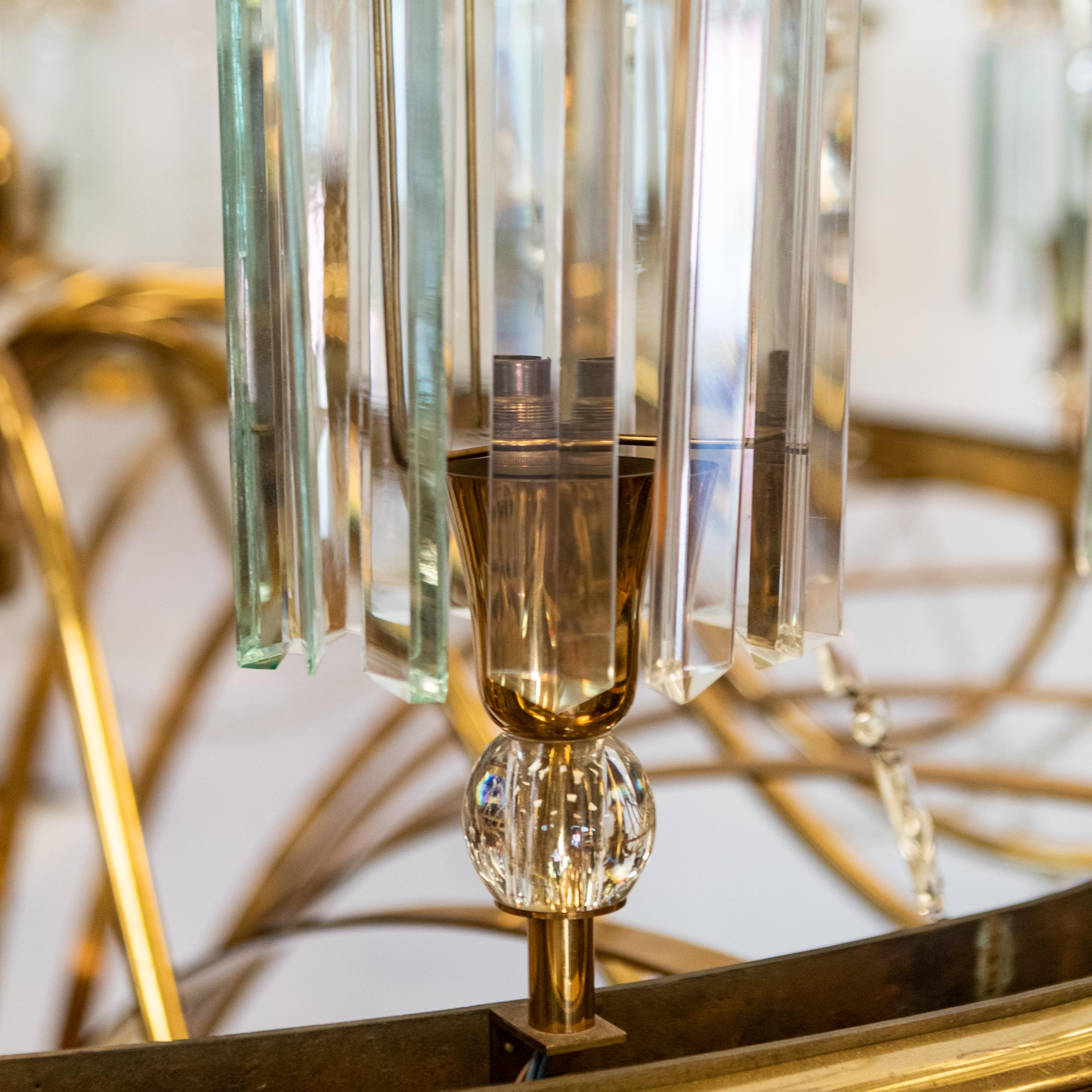20th Century Giant Reclaimed Brass & Crystal Chandelier  >4m Tall For Sale