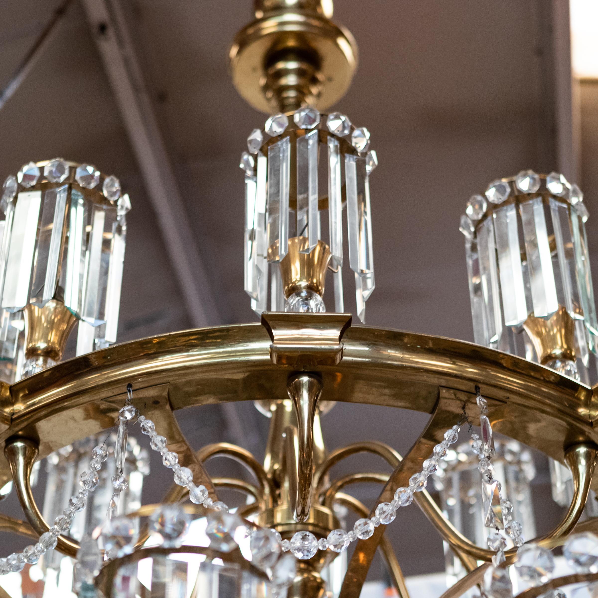 Giant Reclaimed Brass & Crystal Chandelier  >4m Tall For Sale 3