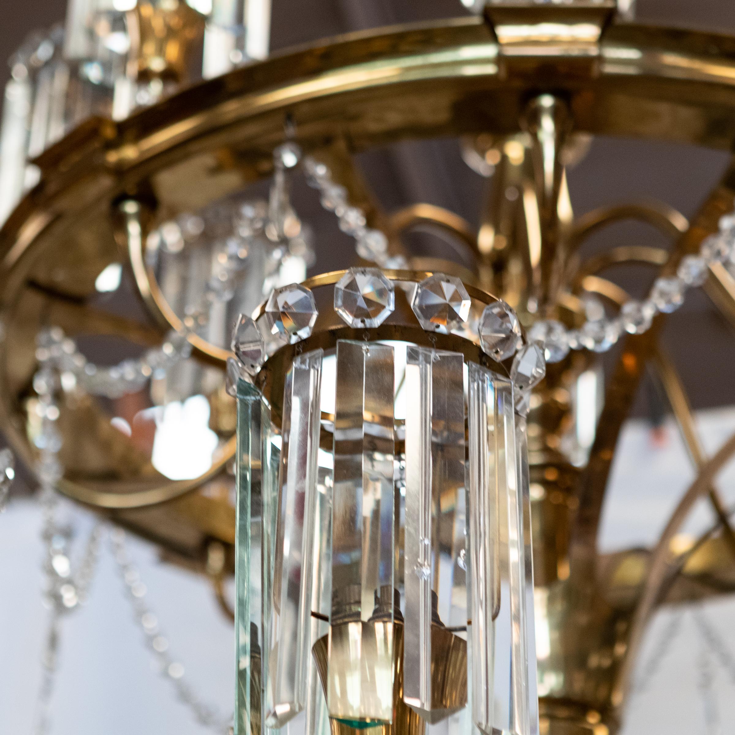 Giant Reclaimed Brass & Crystal Chandelier  >4m Tall For Sale 4
