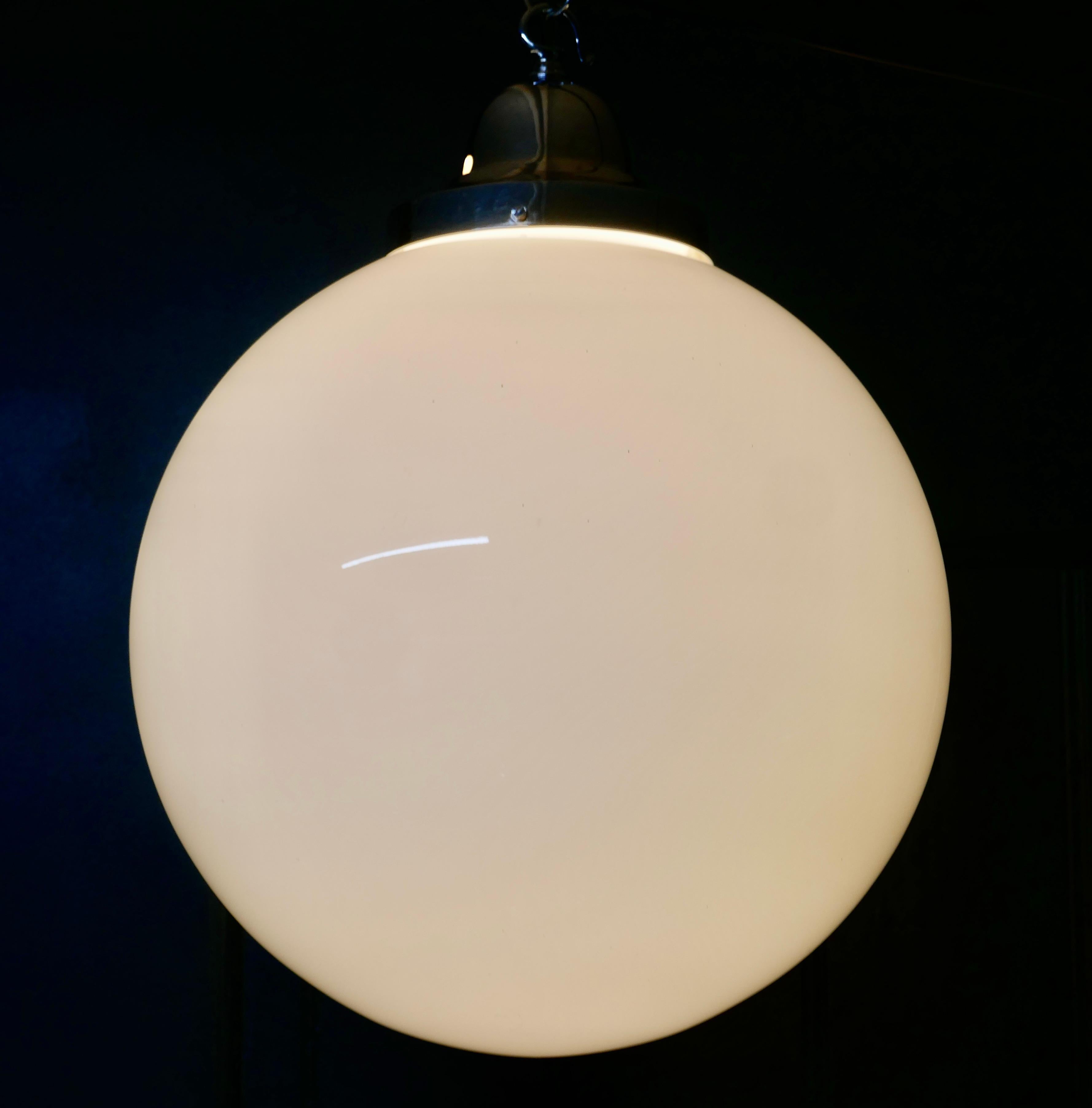 Mid-Century Modern Giant Retro Glass Globe Hanging Light  We have 2 of these beautiful large lamps  For Sale