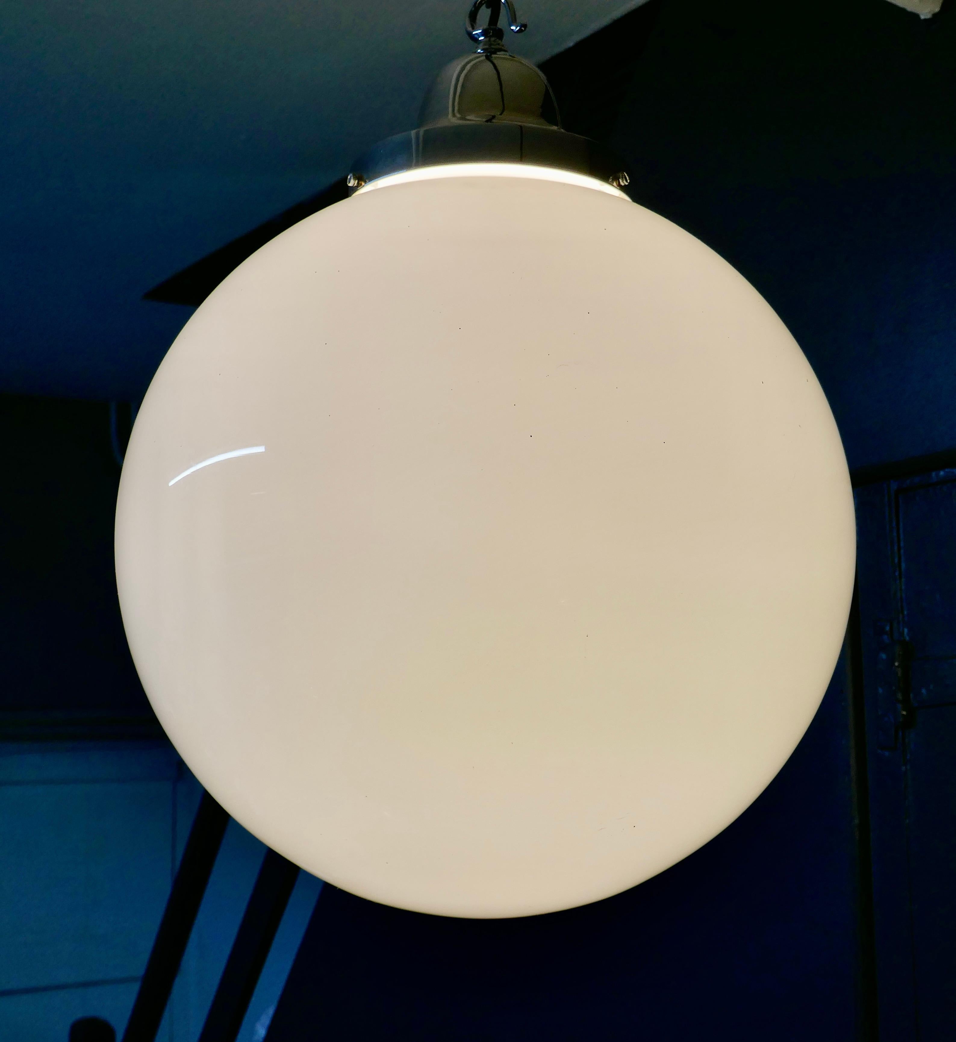 Giant Retro Glass Globe Hanging Light  We have 2 of these beautiful large lamps  In Good Condition For Sale In Chillerton, Isle of Wight