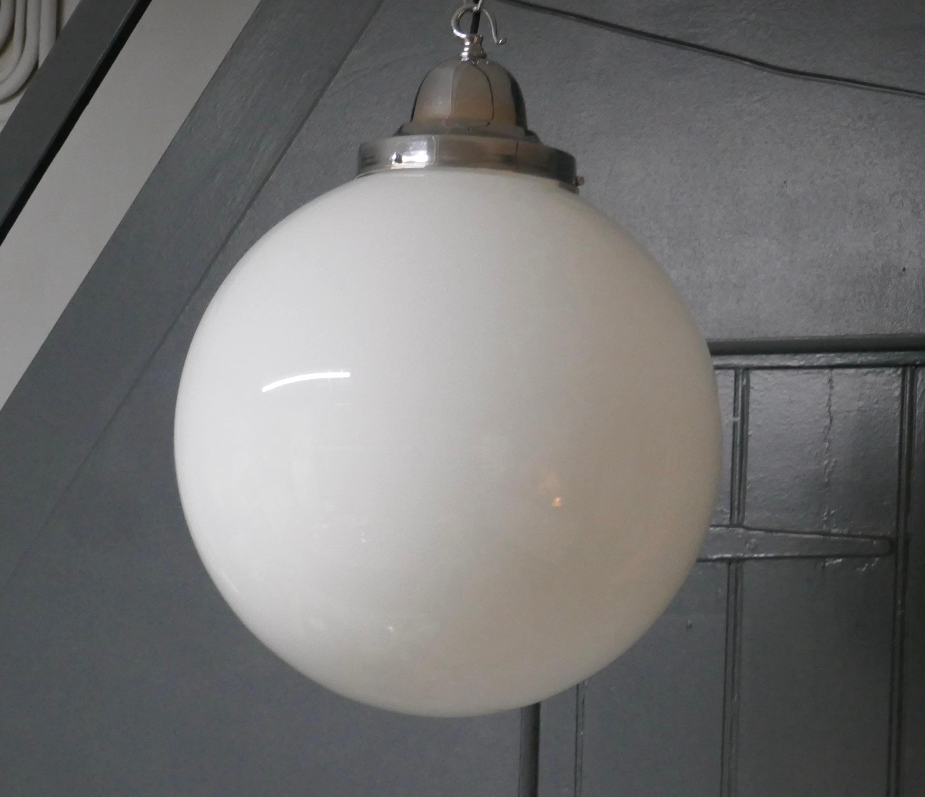 Giant Retro Glass Globe Hanging Light  We have 2 of these beautiful large lamps  For Sale 1