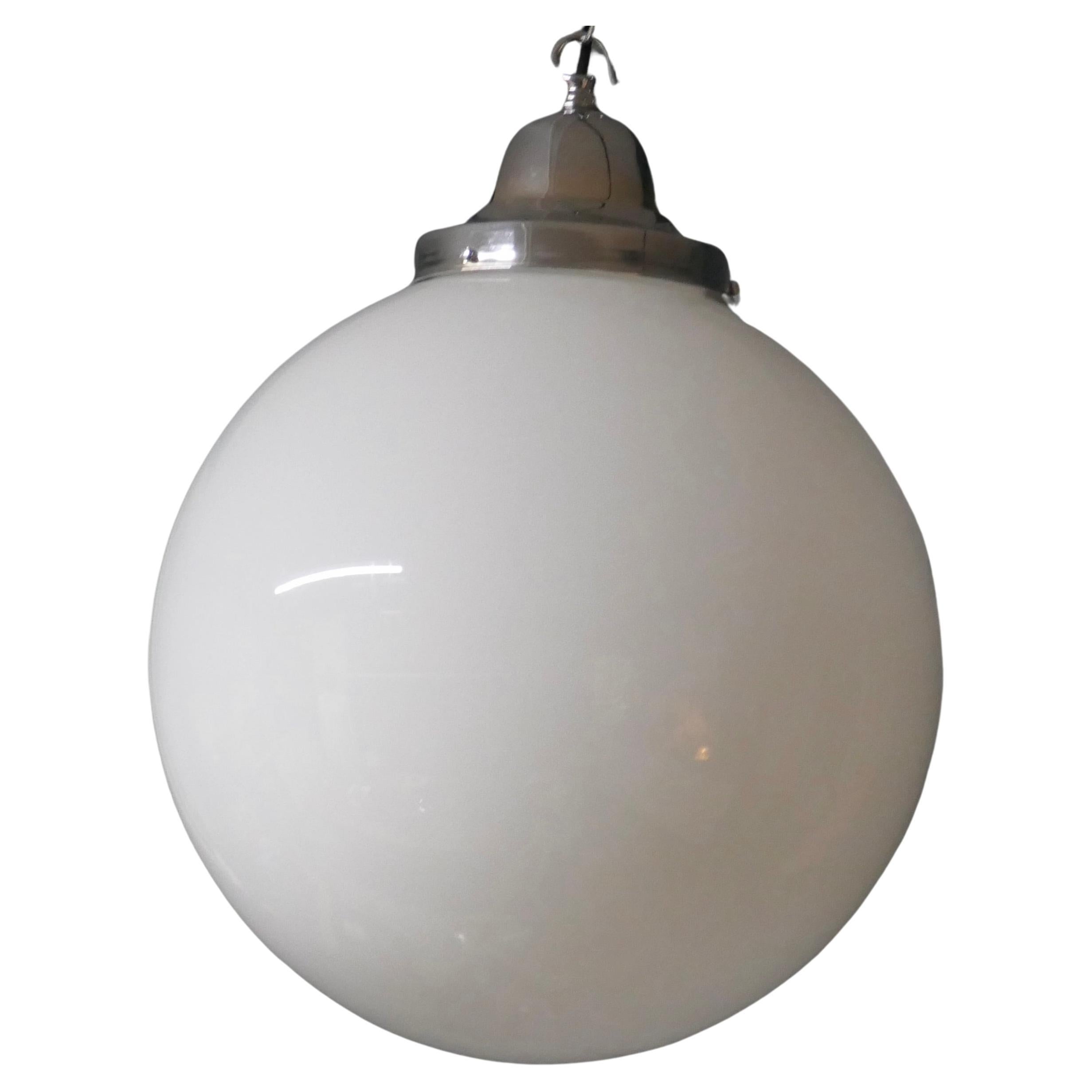 Giant Retro Glass Globe Hanging Light  We have 2 of these beautiful large lamps  For Sale