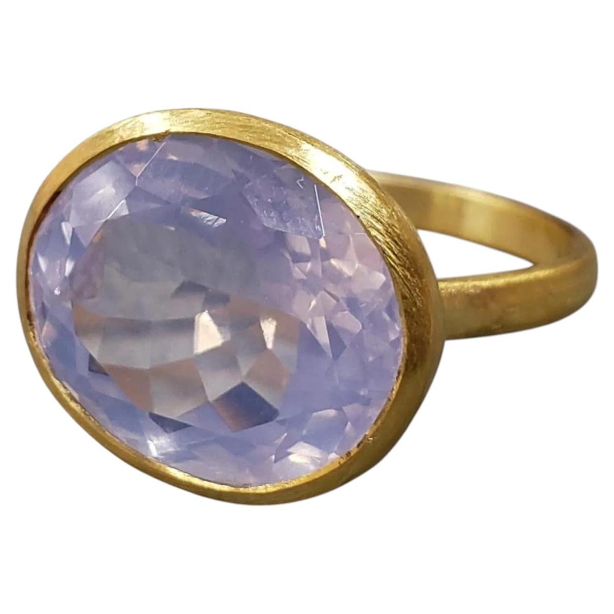 Riesiger Rose de France Amethyst Gelbgold Stapelbarer Cocktailring im Angebot