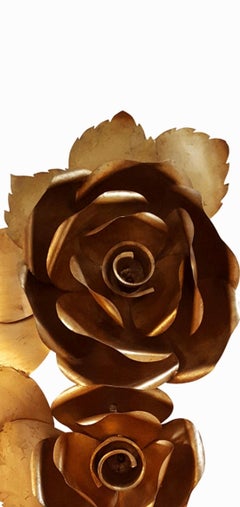 Giant Rose Wall Sconce in 24Ct Gold Leaf Wrought Iron by Emporio san Firenze