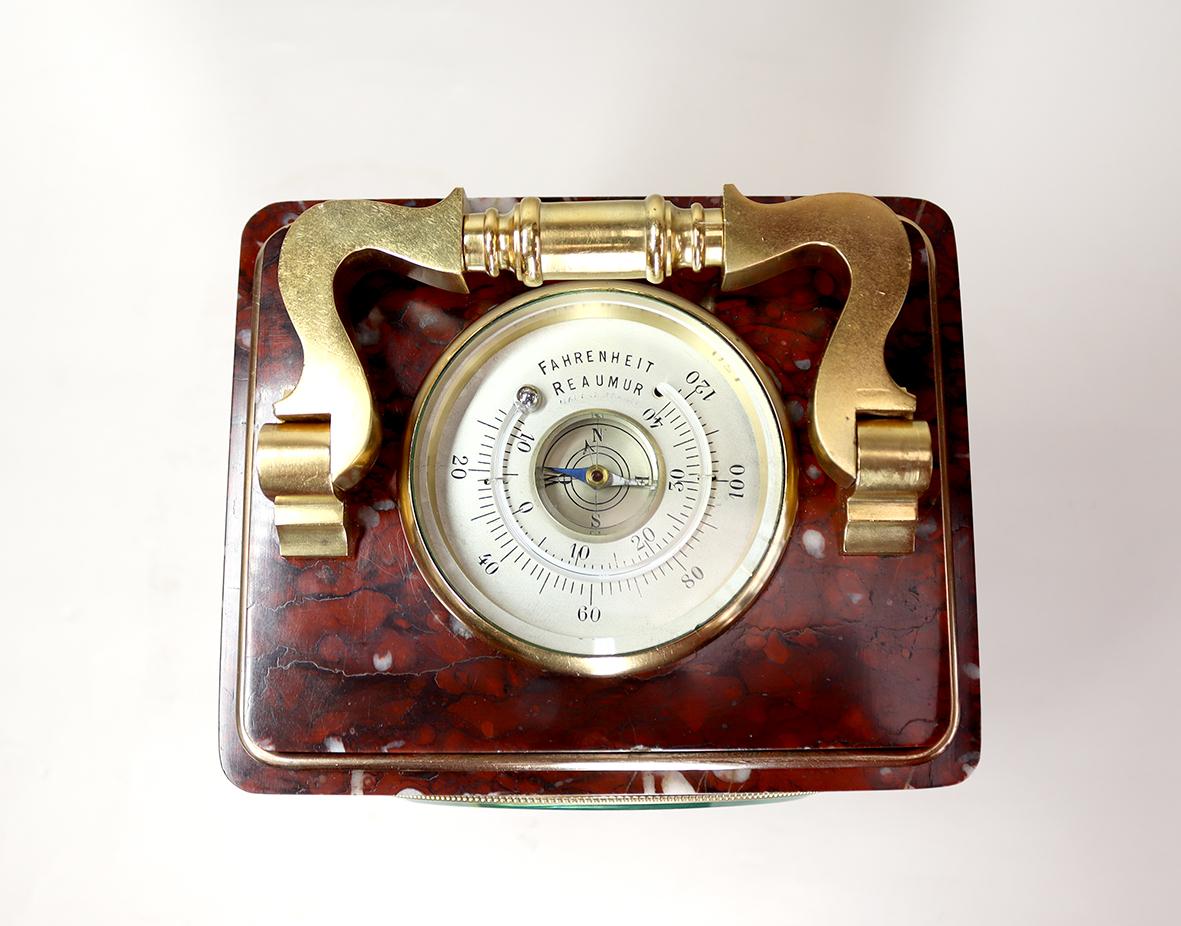 Giant Rouge Marble Carriage Clock For Sale 2
