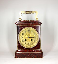 Giant Rouge Marble Carriage Clock