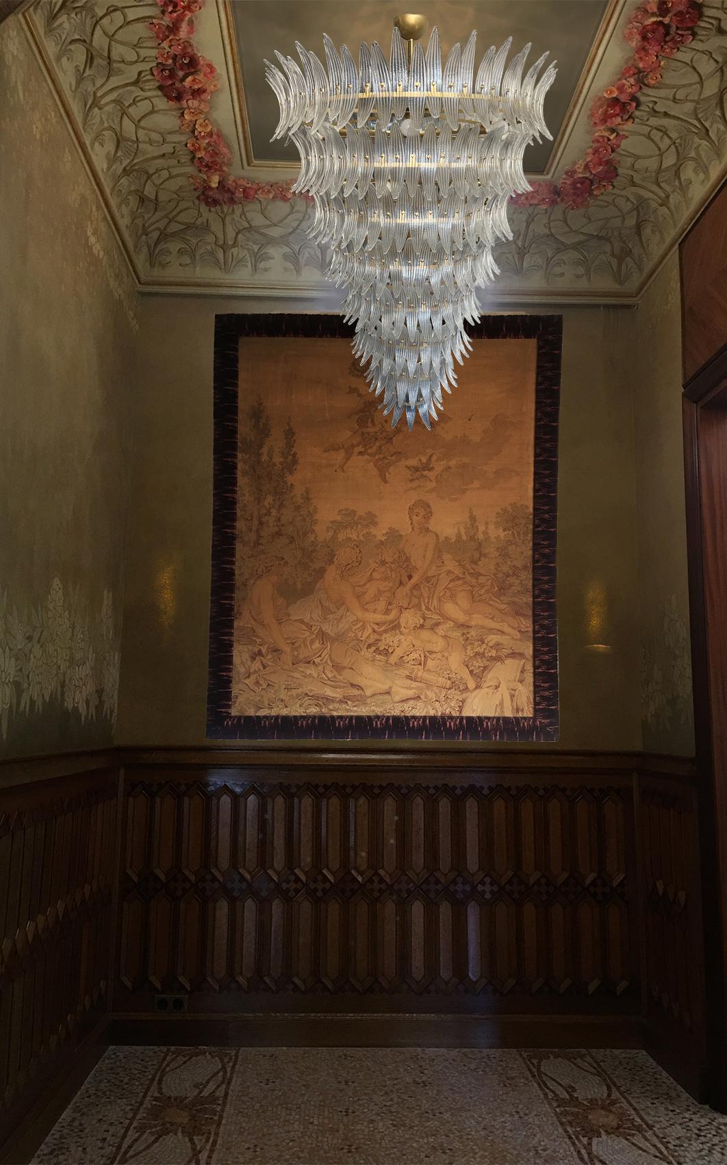 Giant Royal Pearl Palmette Chandelier, Murano en venta 8