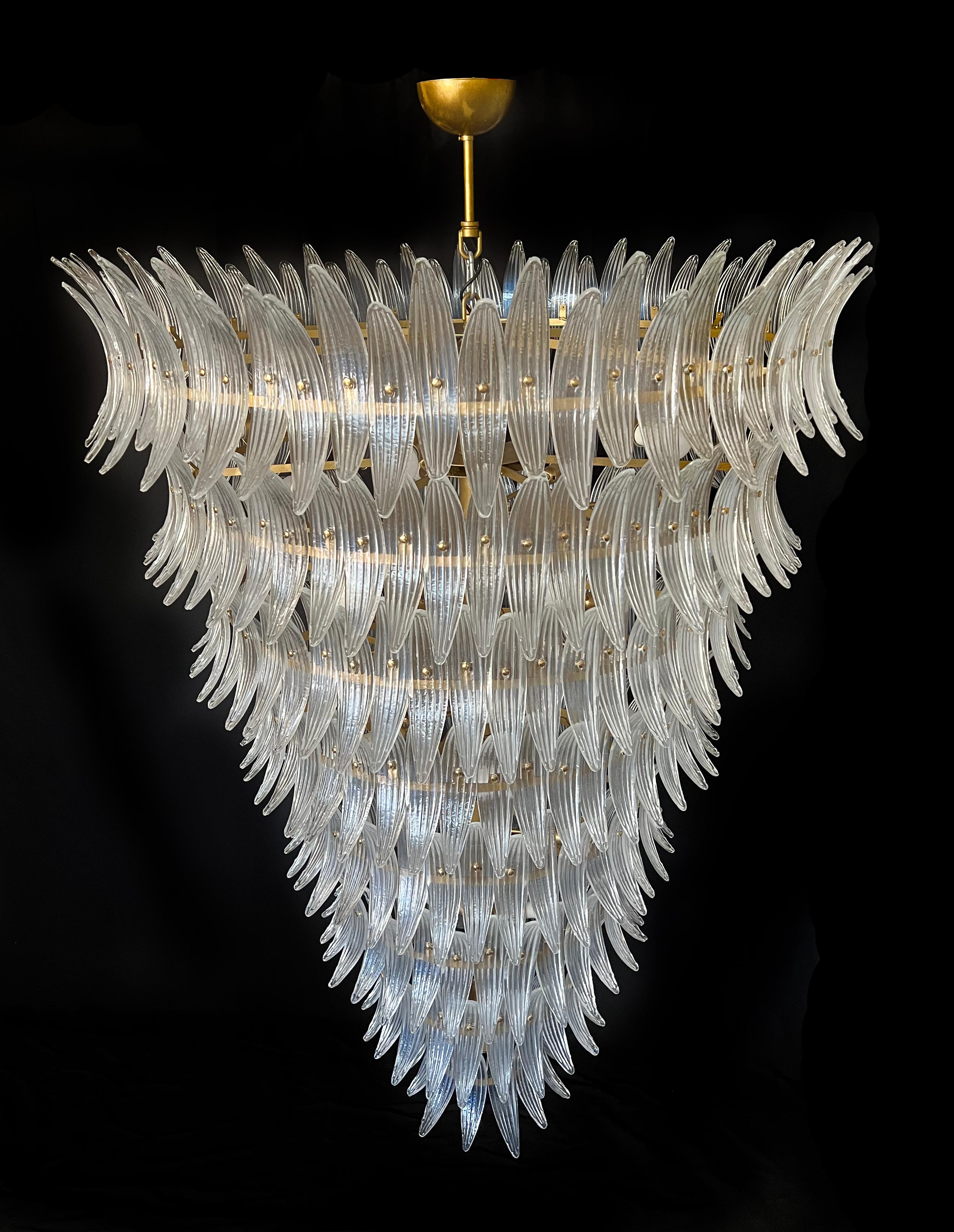 Italian Giant Royal Pearl Palmette Chandelier, Murano