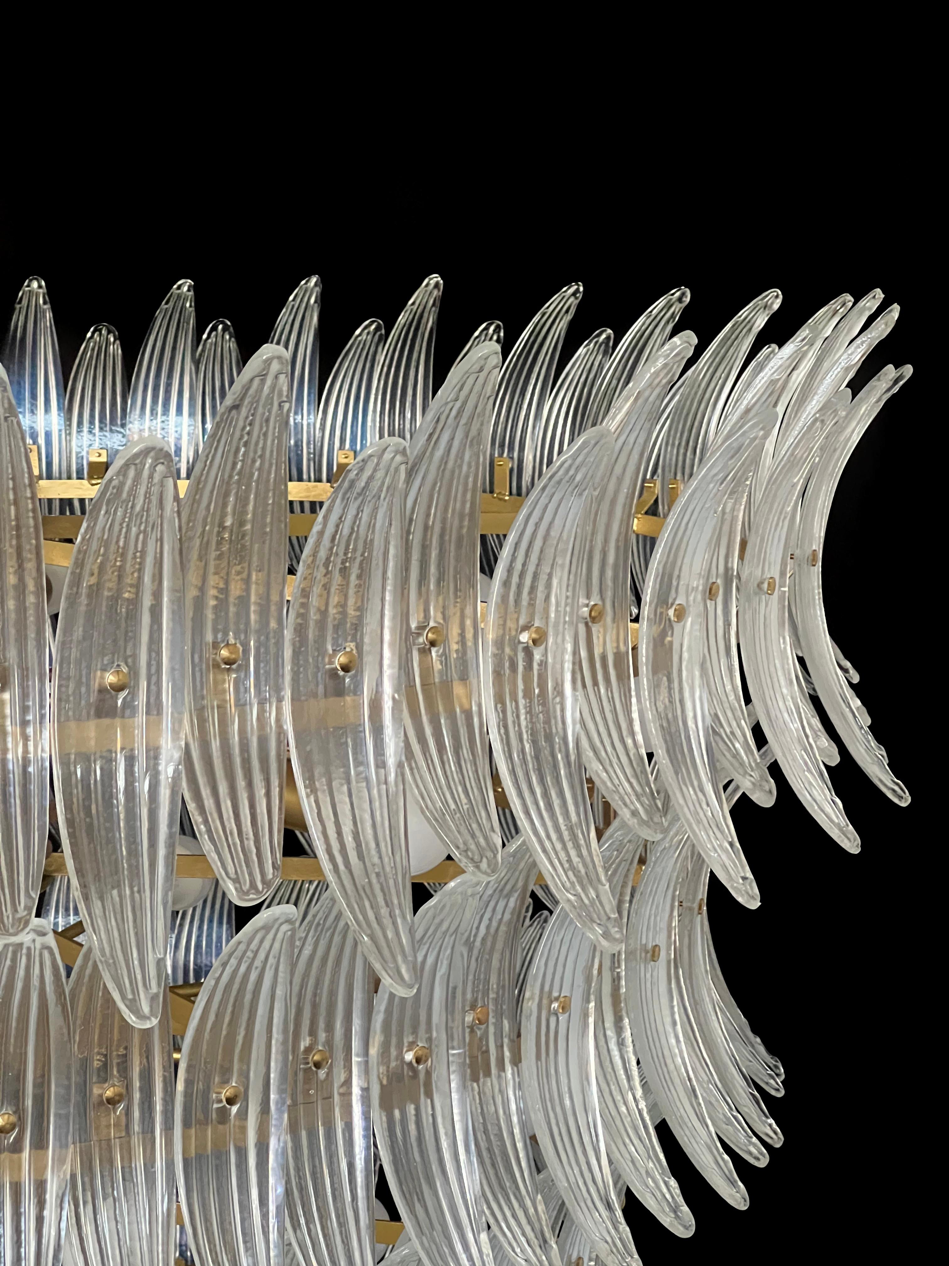 Metal Giant Royal Pearl Palmette Chandelier, Murano
