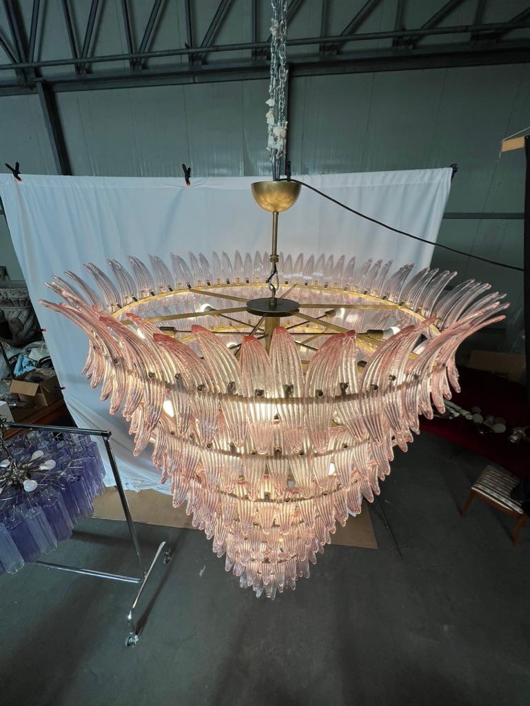 Giant Royal Pink Palmette Chandelier, Murano For Sale 11