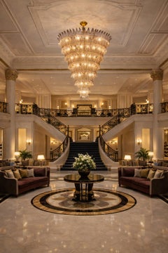 Giant Royal Pink Palmette Chandelier, Murano