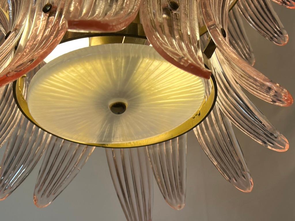 Metal Giant Royal Pink Palmette Chandelier, Murano For Sale