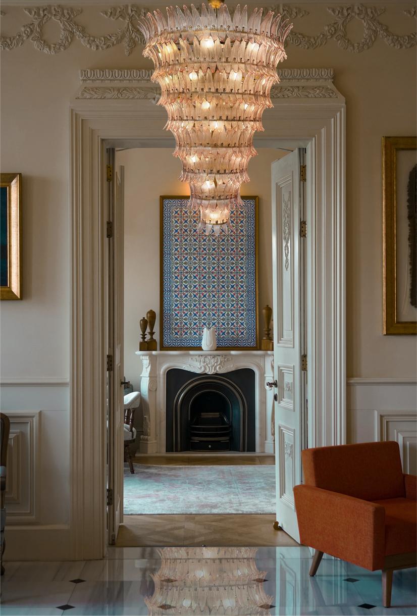 Giant Royal Pink Palmette Chandelier, Murano For Sale 5