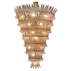 Giant Royal Pink Palmette Chandelier, Murano