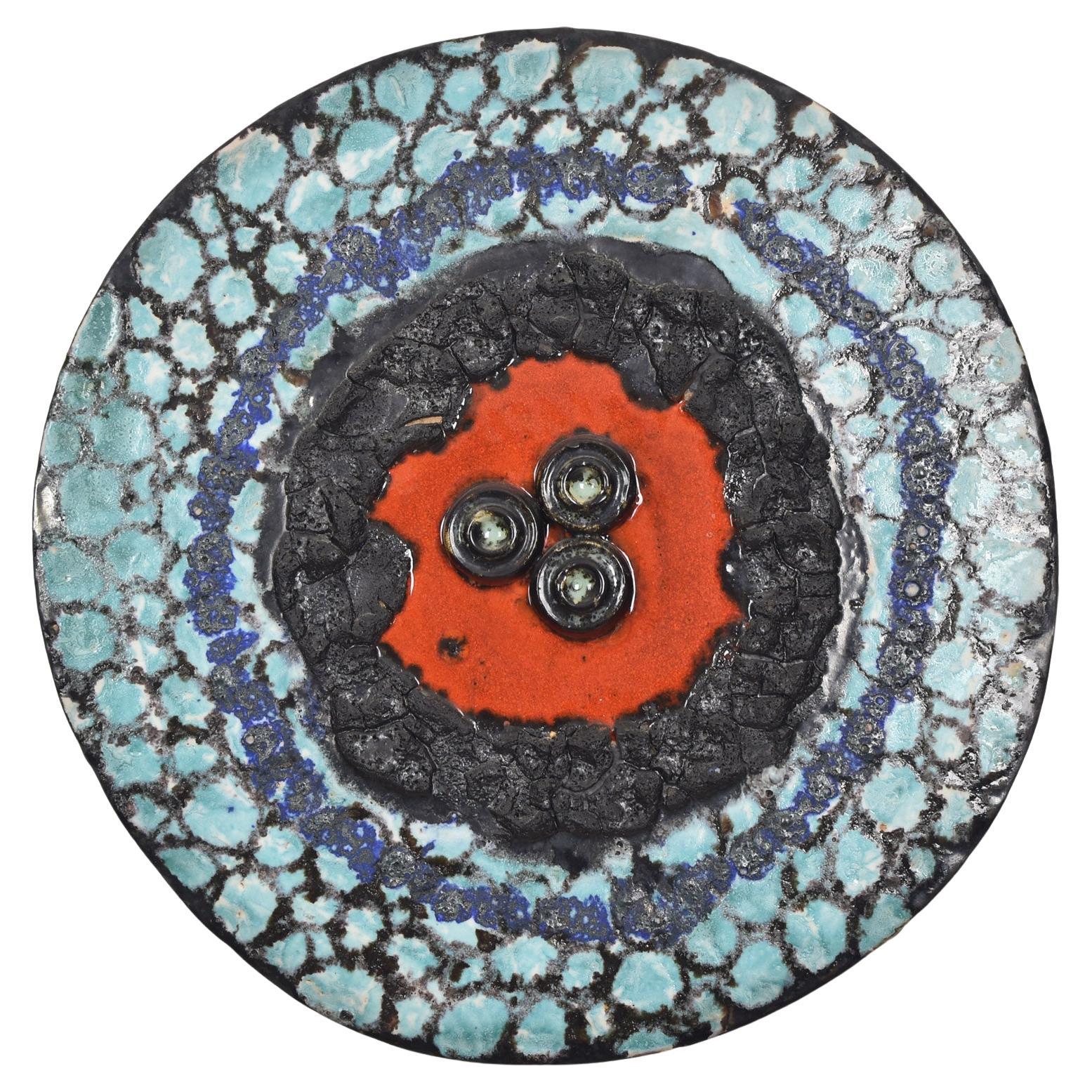 Giant Ruscha Fat Lava Wall Disc Sculpture Mid Century Modern Pottery Art