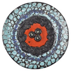 Vintage Giant Ruscha Fat Lava Wall Disc Sculpture Mid Century Modern Pottery Art