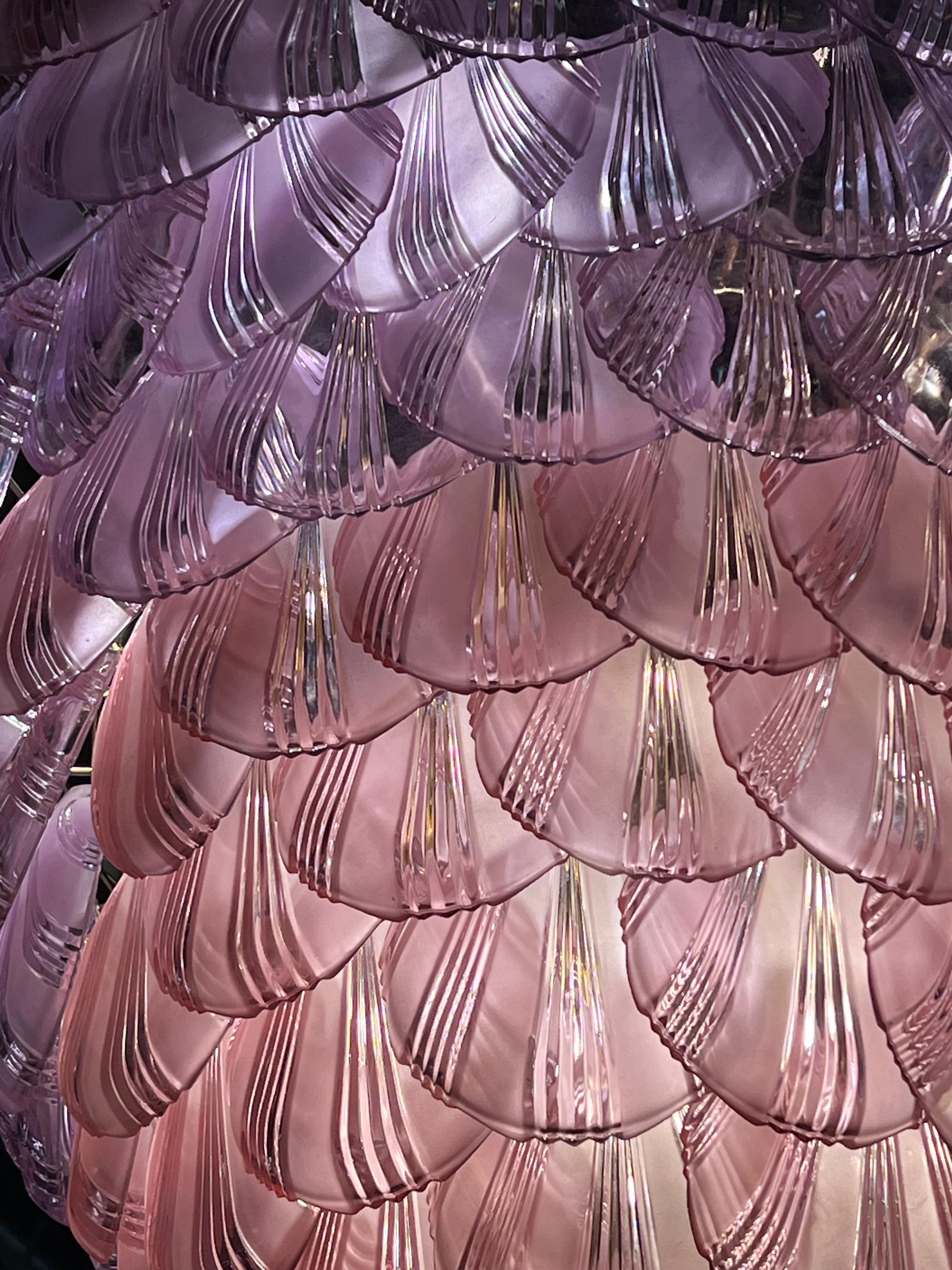 Lampadario gigante in vetro rosa conchiglia, Murano In condizioni ottime in vendita a Budapest, HU