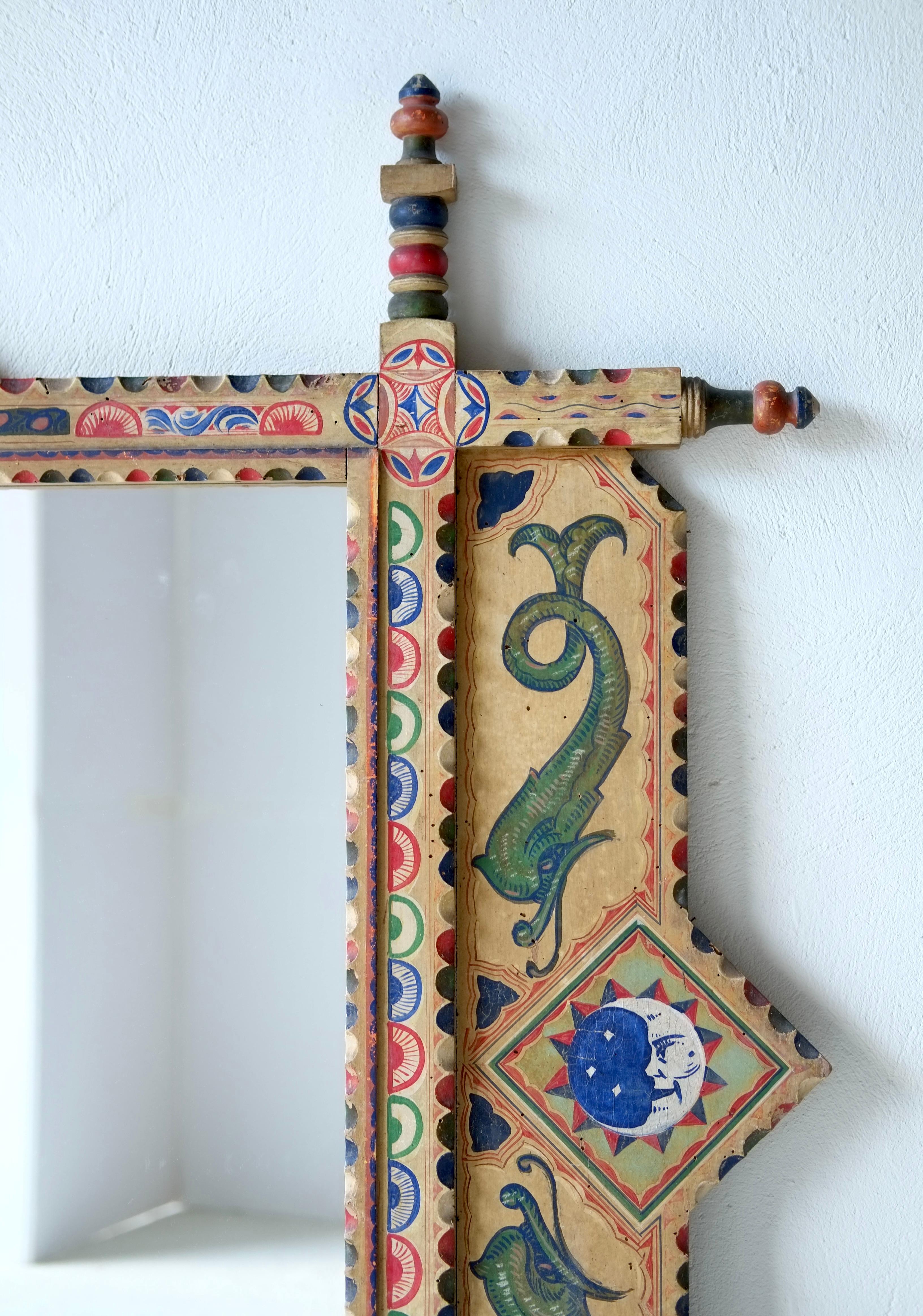 Riesiger sizilianischer Volkskunst-Spiegel, CIRCA 1900 im Angebot 5