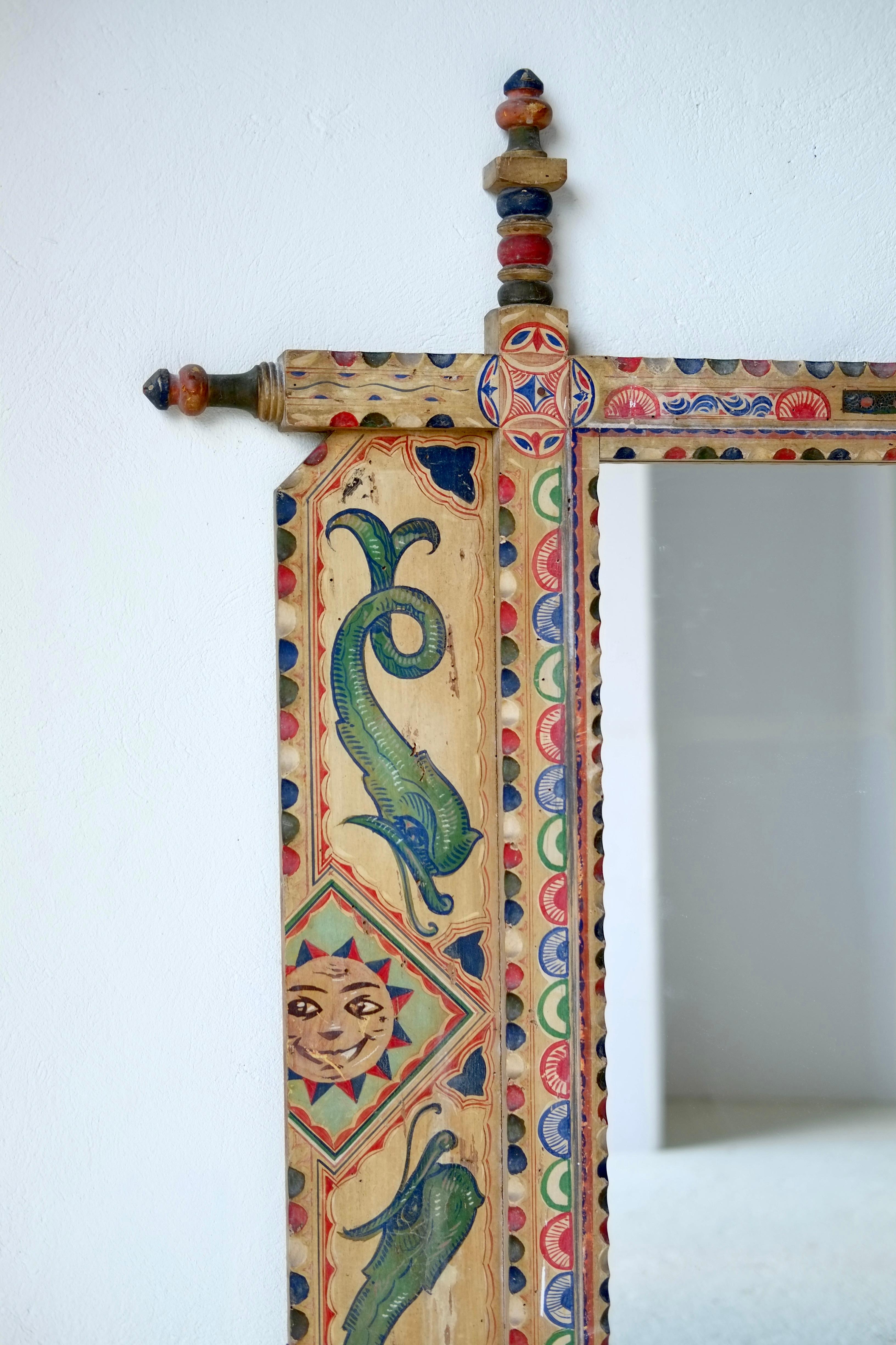 Riesiger sizilianischer Volkskunst-Spiegel, CIRCA 1900 im Angebot 10